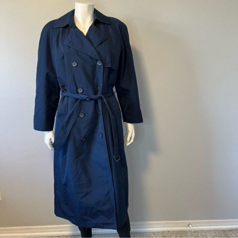 Vintage double breasted Navy Blue long trench coat